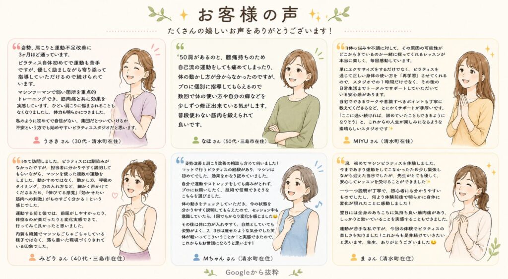 清水町　ピラティス　クチコミ